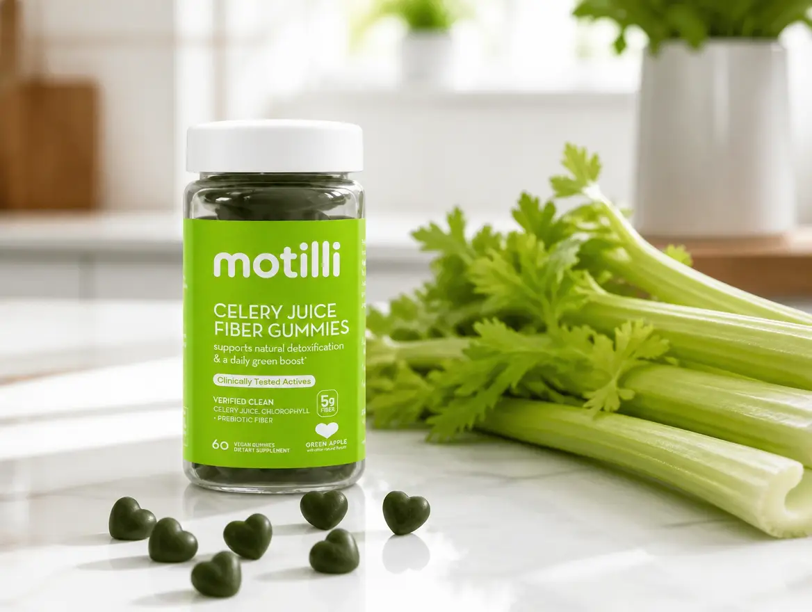 Motilli celery juice fiber gummies with fresh celery